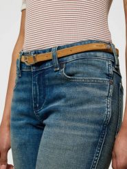 DAMSKI PASEK WRANGLER THIN WESTERN BELT CAMEL 112372414. Brązowe paski damskie Wrangler, bez wzorów. Za 89.99 zł.