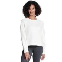 Bluza dresowa sportowa damska Skechluxe Elevate Crewneck. Białe bluzy damskie Skechers, bez wzorów, z dresówki, bez kaptura. Za 229.99 zł.