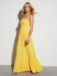 LA Angels Sukienka w kolorze żółtym rozmiar: M. Żółte sukienki damskie LA Angels, bez wzorów, z wiskozy, bez ramiączek. Za 182.72 zł.