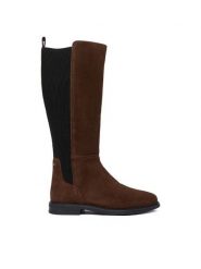 Tommy Hilfiger Kozaki Flag FW0FW08779 Brązowy. Brązowe kozaki damskie Tommy Hilfiger, ze skóry, bez obcasa, na płaskiej podeszwie, bez zapięcia. Za 719.99 zł.