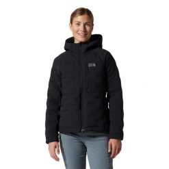 Damska kurtka z kapturem Mountain Hardwear Stretchdown. Czarne kurtki damskie Mountain Hardwear, na zimę, s, bez wzorów, z materiału, z kapturem. Za 1,307.50 zł.