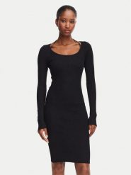 Guess Sukienka dzianinowa W6YK33 Z0968 Czarny Regular Fit. Czarne sukienki damskie Guess, z aplikacjami, z dzianiny, bez ramiączek. Za 434.99 zł.