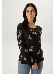 Aniston Koszulka w kolorze czarnym rozmiar: 40. Czarne bluzki damskie Aniston, bez wzorów, bez kołnierzyka, bez ramiączek. Za 126.99 zł.