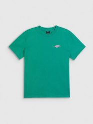 4F T-shirt loose z nadrukiem damski - zielony S. Zielone koszulki sportowe damskie 4F, s, bez wzorów, z bawełny, bez ramiączek, trekkingowe. Za 79.99 zł.