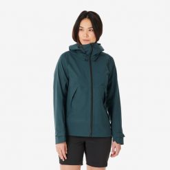 Kurtka turystyczna damska Quechua MH500. Niebieskie kurtki damskie QUECHUA, l, bez wzorów, z elastanu, bez kaptura. Za 369.99 zł.