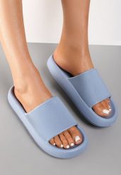 Niebieskie Piankowe Klapki w Stylu Basic Oreithano. Niebieskie klapki damskie Renee, bez wzorów, bez obcasa, na płaskiej podeszwie, bez zapięcia. Za 44.99 zł.