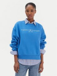Tommy Hilfiger Bluza Corp Logo WW0WW47831 Niebieski Regular Fit. Niebieskie bluzy damskie Tommy Hilfiger, xxl, bez wzorów, z syntetyku, bez kaptura. Za 329.99 zł.
