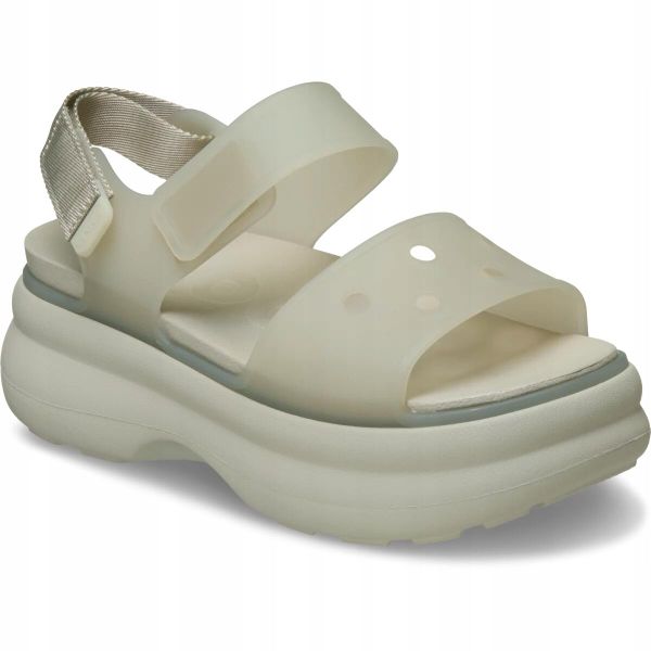 Sandały dla Kobiet Crocs Soho Frosted Y-Strap Sandal. Brązowe sandały damskie Crocs, bez wzorów, z materiału, bez obcasa, na platformie, bez zapięcia. Za 229.99 zł.