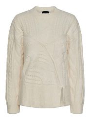 Pieces Sweter w kolorze kremowym rozmiar: L. Brązowe swetry klasyczne damskie Pieces, l, ze splotem, bez kołnierzyka. Za 127.35 zł.