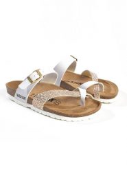 BACKSUN Japonki "Barcelone" w kolorze złoto-białym rozmiar: 37. Białe klapki damskie Backsun, bez wzorów, z materiału, z otwartym noskiem, bez obcasa, bez zapięcia. Za 130.99 zł.