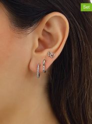 Miu Silver Srebrne kolczyki (3 szt.) z cyrkoniami rozmiar: onesize. Szare kolczyki damskie Miu Silver, z cyrkonią, srebrne. Za 122.67 zł.