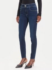 Guess Jeansy W5RA34 D5PY1 Granatowy Skin Fit. Niebieskie jeansy damskie Guess, z aplikacjami, z bawełny. Za 379.99 zł.