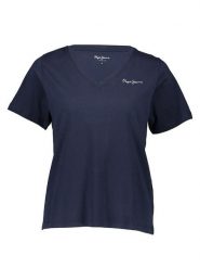 Pepe Jeans Koszulka w kolorze granatowym rozmiar: S. Niebieskie bluzki damskie Pepe Jeans, s, bez wzorów, z bawełny, bez kołnierzyka, bez ramiączek. Za 79.03 zł.