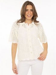 Zwillingsherz Koszulka polo w kolorze kremowym rozmiar: S/M. Brązowe bluzki damskie Zwillingsherz, m, bez wzorów, z bawełny, bez kołnierzyka, bez ramiączek. Za 130.99 zł.