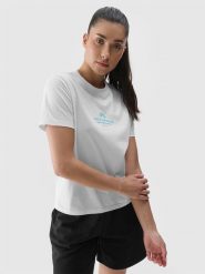 4F T-shirt regular z nadrukiem damski - biały XL. Białe t-shirty damskie 4F, xl, bez wzorów, z bawełny, bez kołnierzyka. W wyprzedaży za 39.99 zł.