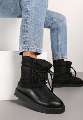 Czarne Śniegowce z Regulowanym Sznurowaniem Vortilda. Czarne śniegowce damskie Born2be. Za 79.99 zł.
