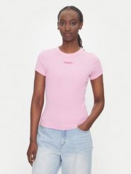 Tommy Jeans T-Shirt Script Label DW0DW21402 Różowy Slim Fit. Czerwone t-shirty damskie Tommy Jeans, l, bez wzorów, z bawełny, bez kołnierzyka. Za 109.99 zł.
