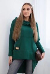 Bluza z długim tyłem i kapturem zielona. Zielone bluzy damskie KESI, l, bez wzorów, z bawełny. Za 229.98 zł.