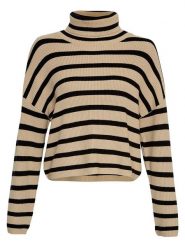 MOSS COPENHAGEN Sweter "Marthea Rachelle" w kolorze beżowo-czarnym rozmiar: M/L. Brązowe golfy damskie Moss Copenhagen, l, z wiskozy, bez kołnierzyka. Za 105.38 zł.