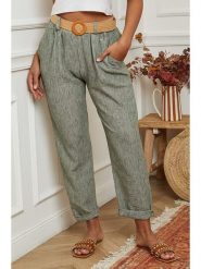 La Compagnie Du Lin Spodnie w kolorze khaki rozmiar: XL. Brązowe spodnie materiałowe damskie La Compagnie Du Lin, bez wzorów, z materiału. Za 95.92 zł.