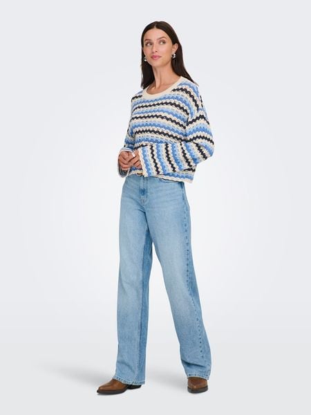 ONLY Sweter w kolorze błękitno-niebiesko-kremowym rozmiar: M. Brązowe swetry klasyczne damskie Only, m, bez kołnierzyka. Za 73.95 zł.
