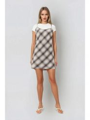 Weekday Sukienka w kolorze kremowo-brązowym rozmiar: 42. Brązowe sukienki damskie Weekday, bez wzorów, bez ramiączek. Za 48.05 zł.