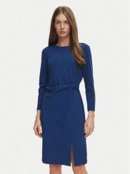 Calvin Klein Sukienka koktajlowa LV044H004G Granatowy Slim Fit. Niebieskie sukienki damskie Calvin Klein, bez wzorów, z syntetyku, wizytowe, bez ramiączek. Za 749.99 zł.