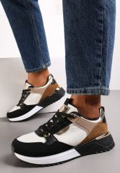Czarne Sneakersy z Błyszczącymi Wstawkami Resata. Czarne obuwie sportowe damskie Renee, z jeansu, bez zapięcia, trekkingowe. Za 89.99 zł.