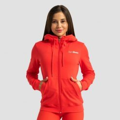 Bluza damska fitness z kapturem i zamkiem czerwona Limitless. Czerwone bluzy damskie GYMBEAM, xl, bez wzorów, z bawełny, z kapturem. Za 127.90 zł.