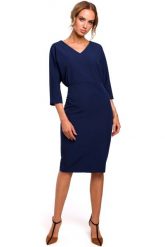 Granatowa Sukienka Oversize z Ołówkowym Dołem. Brązowe sukienki damskie MOE, bez wzorów, z elastanu, wizytowe, bez ramiączek. Za 253.90 zł.