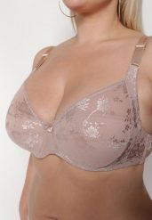 Ciemnobeżowy Biustonosz z Koronki Full Cup z Regulowanymi Ramiączkami Dimela. Brązowe biustonosze Renee, bez wzorów, z koronki. Za 24.99 zł.