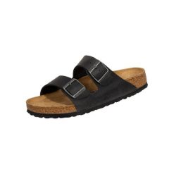 Klapki unisex Birkenstock Arizona. Czarne klapki damskie Birkenstock, bez wzorów, z materiału, bez obcasa, bez zapięcia. Za 459.00 zł.