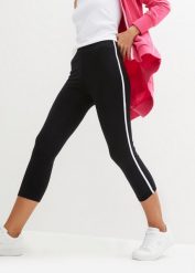 Legginsy sportowe, dł. 3/4. Czarne legginsy damskie bonprix, bez wzorów. Za 52.99 zł.