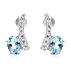 NINA Srebrne kolczyki z blue topaz sztyft. Niebieskie kolczyki damskie Braccatta, z cyrkonią, metalowe, na sztyftcie. Za 329.00 zł.