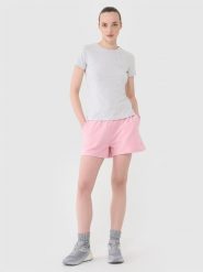 4F Spodenki dresowe damskie - różowe XL. Czerwone szorty damskie 4F, bez wzorów, z bawełny. W wyprzedaży za 39.99 zł.