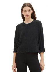 Tom Tailor Koszulka w kolorze antracytowym rozmiar: S. Czarne bluzki damskie Tom Tailor, s, bez wzorów, bez kołnierzyka, bez ramiączek. Za 39.49 zł.