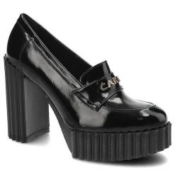 Czarne Półbuty Carinii Eleganckie Skórzane Buty Damskie. Czarne półbuty damskie Carinii, bez wzorów, ze skóry, bez obcasa, na platformie, bez zapięcia. Za 526.99 zł.