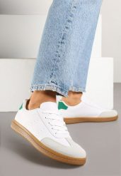 Białe Sneakersy Tenisówki Ozdobione Perforacją Reissara. Białe obuwie sportowe casual damskie Renee, z jeansu, bez zapięcia. Za 79.99 zł.