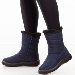 Granatowe zimowe wodoodporne śniegowce damskie Jezzi 74839-2. Niebieskie śniegowce damskie Jezzi, z jeansu. Za 149.00 zł.