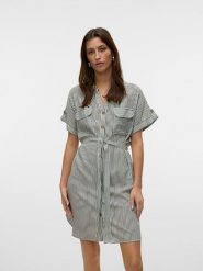 Vero Moda Sukienka w kolorze antracytowo-białym rozmiar: XXL. Białe sukienki damskie Vero Moda, bez wzorów, z tkaniny, klasyczne, bez ramiączek. Za 101.47 zł.