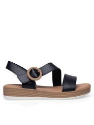 Lasocki Sandały WFA2719-3Z Czarny. Czarne sandały damskie Lasocki, bez wzorów, ze skóry, bez obcasa, na płaskiej podeszwie, bez zapięcia. Za 99.99 zł.