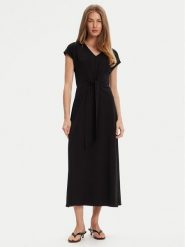 United Colors Of Benetton Sukienka letnia 3FJHDV01T Czarny Regular Fit. Czarne sukienki damskie United Colors Of Benetton, bez wzorów, z bawełny, bez ramiączek. Za 159.99 zł.