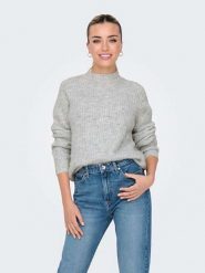 ONLY Sweter w kolorze szarym rozmiar: M. Szare swetry klasyczne damskie Only, m, z wełny, bez kołnierzyka. Za 96.60 zł.