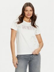 Guess T-Shirt W5RI19 I3Z14 Biały Regular Fit. Białe t-shirty damskie Guess, xs, z aplikacjami, z bawełny, bez kołnierzyka. Za 89.99 zł.
