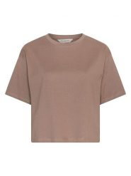 MOSS COPENHAGEN Koszulka "Leana" w kolorze szarobrązowym rozmiar: XS/S. Brązowe bluzki damskie Moss Copenhagen, s, bez wzorów, bez kołnierzyka, bez ramiączek. Za 105.63 zł.