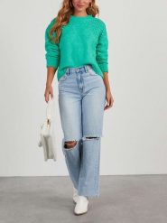 Milan Kiss Sweter w kolorze zielonym rozmiar: M. Zielone swetry klasyczne damskie Milan Kiss, m, bez kołnierzyka. Za 183.59 zł.