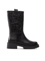 Simple Botki SL-26-02-000036 Czarny. Czarne botki damskie Simple, ze skóry, bez obcasa, na płaskiej podeszwie, bez zapięcia. Za 509.99 zł.