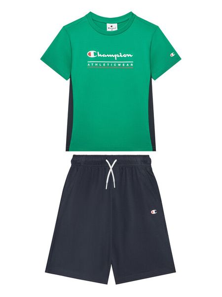 Champion Komplet t-shirt i spodenki 306992 Zielony Regular Fit. Zielone t-shirty i koszulki chłopięce Champion, bez wzorów, z bawełny, bez kołnierzyka, bez ramiączek. Za 59.99 zł.