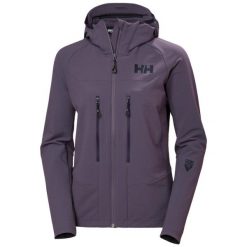 Damska kurtka narciarska Helly Hansen Odin Pro Shield. Fioletowe kurtki damskie Helly Hansen, na zimę, bez wzorów, bez kaptura. Za 881.00 zł.