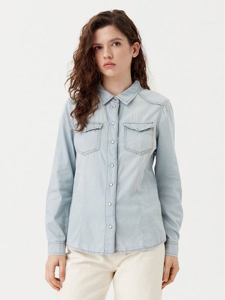 ONLY Koszula jeansowa Alexa 15315185 Błękitny Regular Fit. Niebieskie koszule damskie Only, s, bez wzorów, z bawełny, bez kołnierzyka, bez ramiączek. Za 79.99 zł.